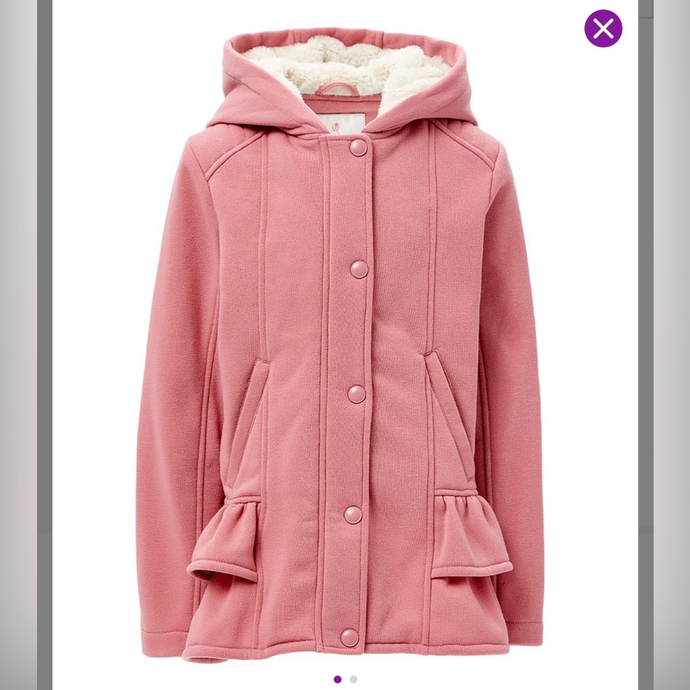NWT- Fleece Dusty Pink Ruffle Fleece Jacket Girls size Large